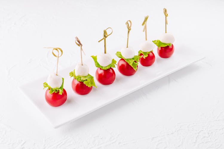 Mozzarella canapes with cherry tomatoes